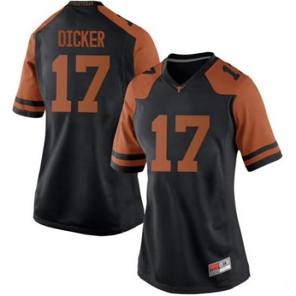 Womens Texas Longhorns #17 Cameron Dicker Replica Stitched Jersey Black